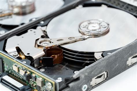 Premium Photo | Open hard disk drive close up. hdd repair, information recovery service.