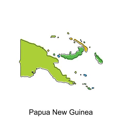 Map of Papua New Guinea vector design template, national borders and important cities ...