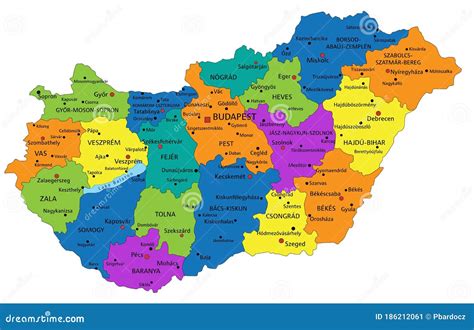 Hungary Political Map Vector Illustration | CartoonDealer.com #87126636