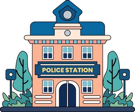 Premium Vector | Police station building illustration in doodle style