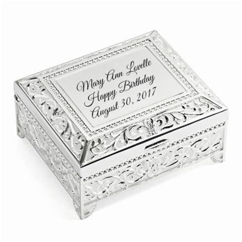 Personalized Silver Jewelry Box Victorian Style Jewelry Box