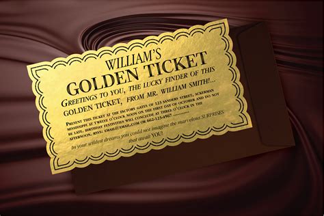 Willy Wonka Golden Ticket Birthday Invitation Customized | Etsy