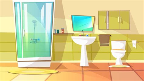 Free Vector | Bathroom with stall shower illustration of home interior ...