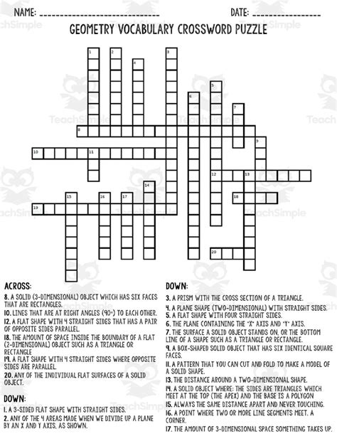 Geometry Vocabulary Crossword Puzzle by Teach Simple