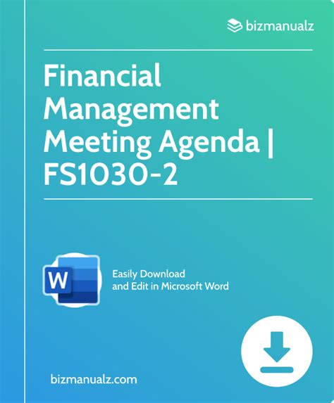 Financial Management Meeting Agenda Template Word