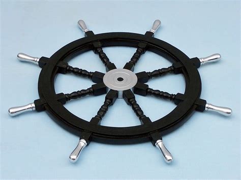 Buy Wood and Chrome Black Pirate Ship Wheel 36in with Chrome Spokes ...