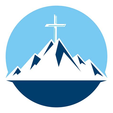 Baptist cross in mountain logo design. Cross on top of the mountain. Church and Christian ...