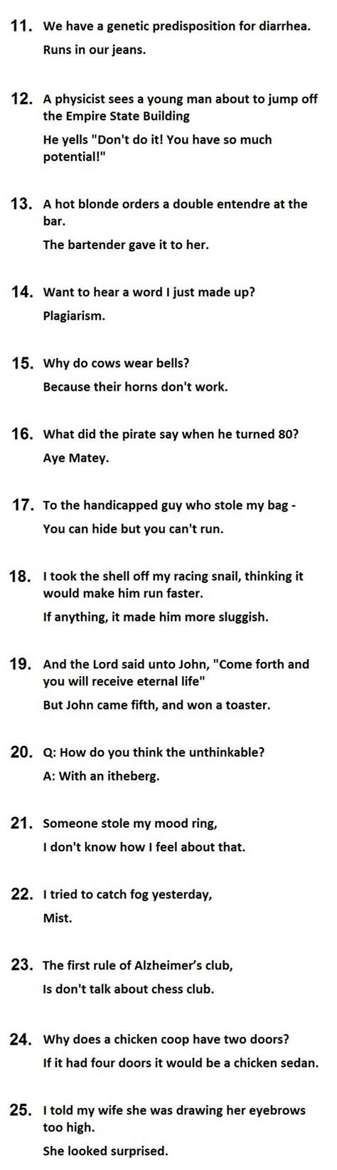 The 25 Best Two-Line Jokes Ever. #14 Is Priceless. | Funny one liners, New funny jokes, Funny ...