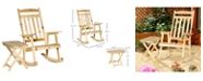 Outsunny Front Porch Rocking Chair & Table, Outdoor Wooden Patio Rocker & Foldable Table for ...