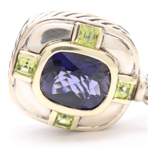 David Yurman "Albion Collection" Sterling Silver Peridot and Iolite Pendant | EBTH