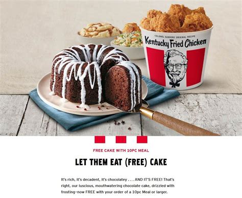 Pinned September 10th: #FREE cake with your 10pc at #KFC restaurants #TheCouponsApp | Chocolate ...