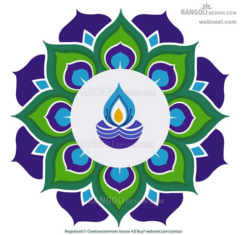 Diya Peacock Rangoli Design For Diwali By Webneel 15