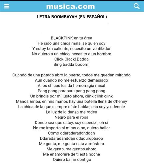 Letra de "BOOMBAYAH" en español 💓 | •BLACKPINK• Amino