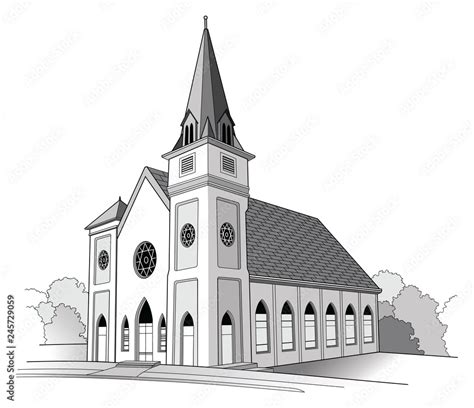 Church Line Drawing is a detailed illustration of a church.It has the ...