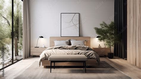 Minimalist bedroom with a minimalist design and neutral color palette ...