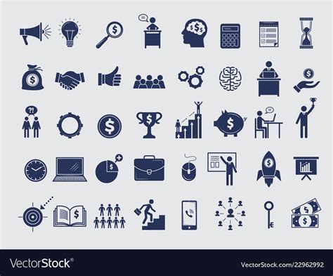 Business symbols collection diagram money Vector Image