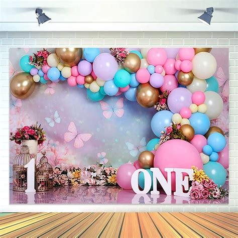 7x5ft Balloon Girl Backgrounds First Birthday Party Backdrops Sweet One ...