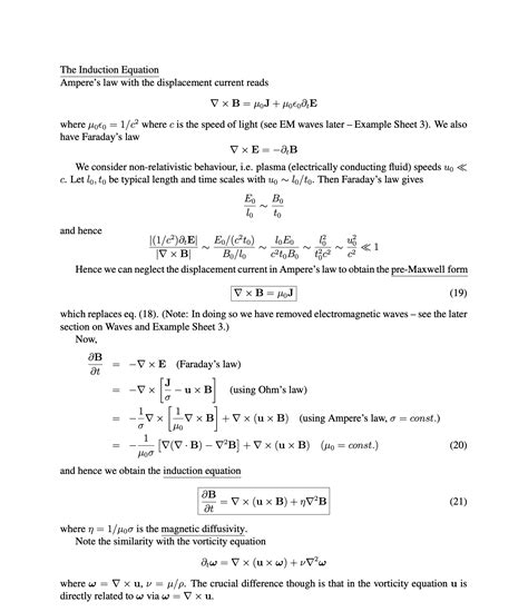 Derivation of the induction equation : Physics