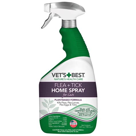 Vet's Best Flea and Tick Home Spray for Cats, Flea Treatment for Cats and Home, Flea Killer with ...