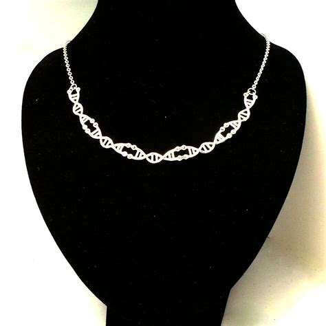 Silver Helix DNA Necklace Choker Linked Chain DNA Jewelry | Etsy