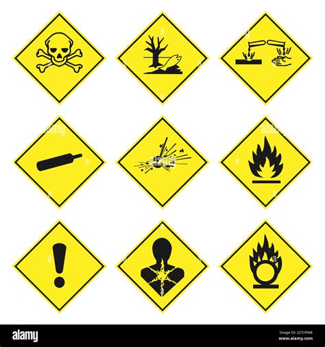 GHS pictogram hazard sign set. Isolated on white background. Dangerous ...