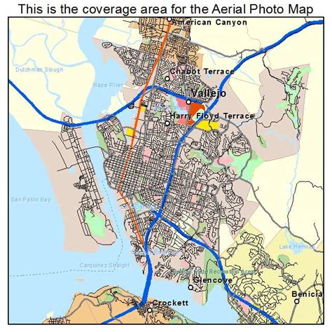 Aerial Photography Map of Vallejo, CA California