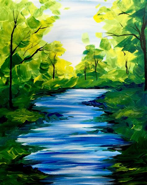 Summer Stream at La Pinata Pittsburg - Paint Nite Events | Nature paintings acrylic, Easy ...