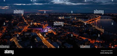 Aerial night view of the the Kyiv city center at night Stock Photo - Alamy