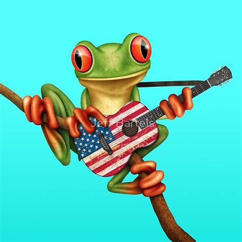 Baby Tree Frog Playing American Flag Guitar Art Print by jeff bartels | Tree frogs, Frog tattoos ...