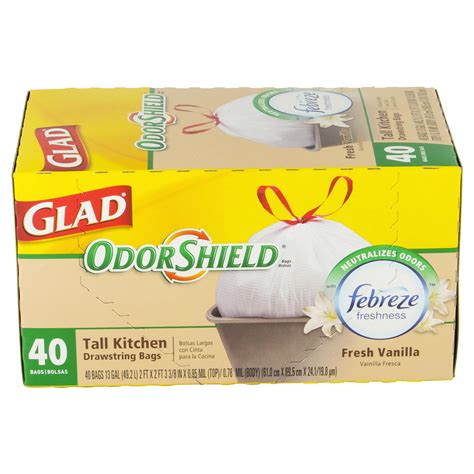 Glad Odorshield Tall Kitchen Drawstring Trash Bags Vanilla 40 ct | Shipt