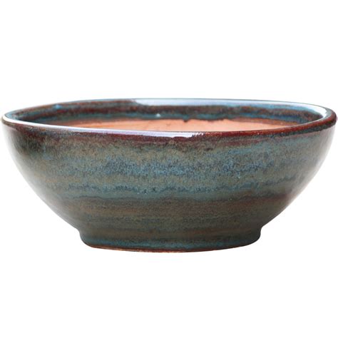 Allen + roth 13-in W x 5.7-in H Blue/Gray Ceramic Low Bowl Planter at Lowes.com