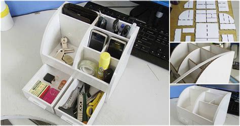 How to DIY Cardboard Desktop Organizer with Drawers