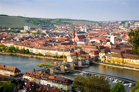 Historic City of Wurzburg with Bridge Alte Mainbrucke, Germany. Stock Image - Image of stift ...