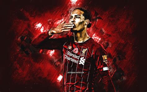 Download wallpapers Virgil van Dijk, Dutch soccer player, Liverpool FC, portrait, red stone ...