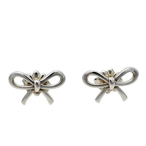 Pre-owned Tiffany & Co Sterling Silver Bow Stud Earrings | ModeSens