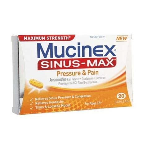 Buy Mucinex Sinus-Max Pressure, Pain & Maximum Strength Cets- Sinus Pressure, Congestion ...