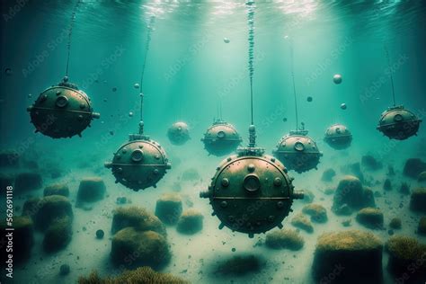 field of Naval underwater mines created by generative AI Stock ...