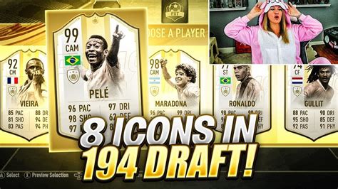 OMG! 8 ICONS IN A 194 RATED FUT DRAFT!! - FIFA 19 Ultimate Team - YouTube