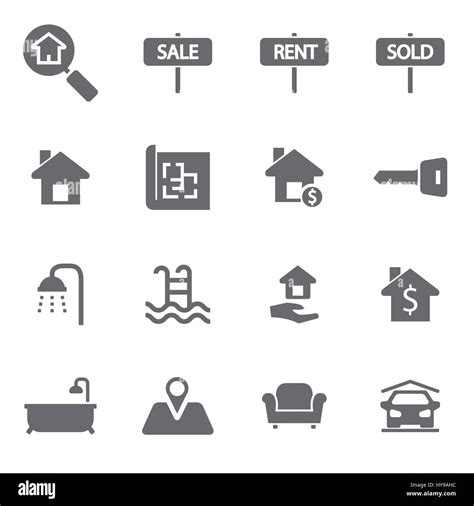 Vector black real estate icons set on white background Stock Vector ...