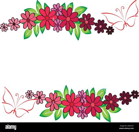 vector flowers butterfly border frame care background design Stock ...