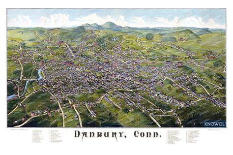 Beautifully detailed map of Danbury, Connecticut from 1884 - KNOWOL