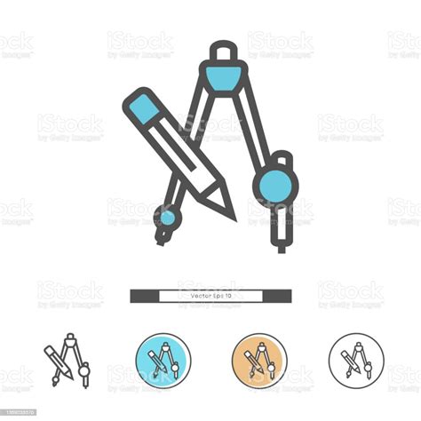 Drawing Compass And Pencil Illustration For Engineering Icon Stock ...