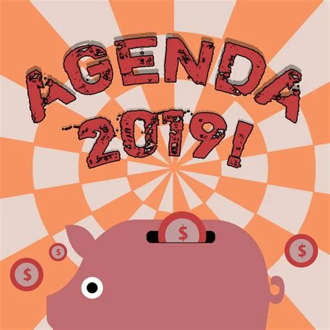 Text sign showing Agenda 2019. Conceptual photo list of items to be discussed at formal meeting ...