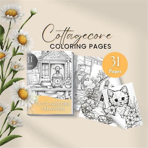 Cottagecore Coloring Book Pages Whimsical Flowers Coloring - Etsy