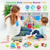 Oathx Baby Music Toys Educational Toddler Learning Toy 12-Piece Wooden ...