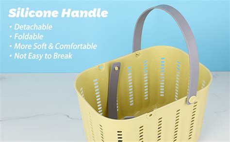 BSTKEY Plastic Bathroom Shower Storage Basket with Silicone Handle ...