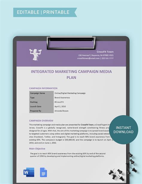 Integrated Marketing Campaign Media Plan Template in Word, Google Docs ...