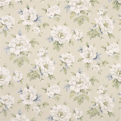 Wisley Floral Print Linen/Cotton Curtain Fabric, Natural, Laura Ashley ...