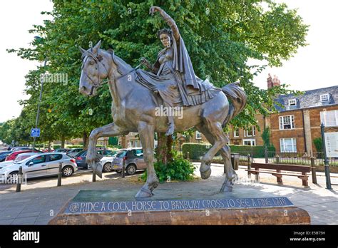 The Fine Lady On A Horse Sculpture By The Cross Banbury Oxfordshire UK Stock Photo - Alamy