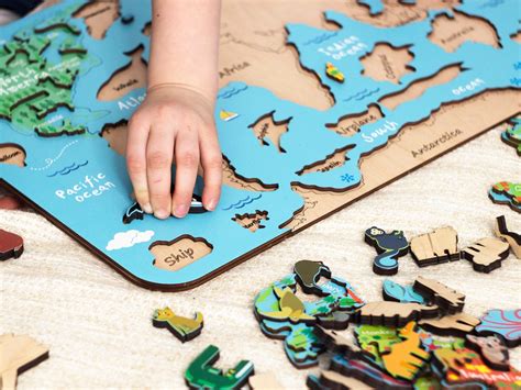 World map puzzle for kids Wooden puzzle Montessori learning | Etsy